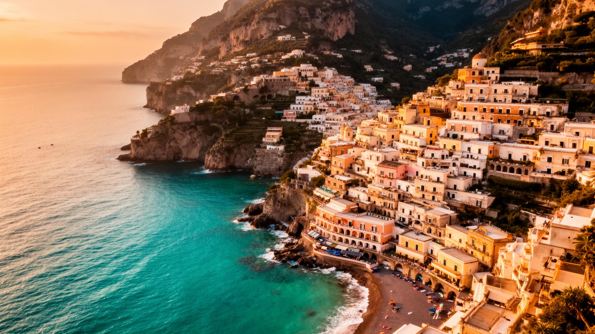 Amalfi coast at golden hour